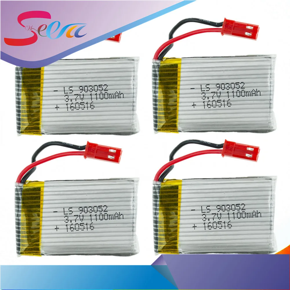 Hot 4pcs 3.7V 1100mAh Lipo Battery for JJRC H11C H11WH H11D RC Quadcopter Parts | Игрушки и хобби