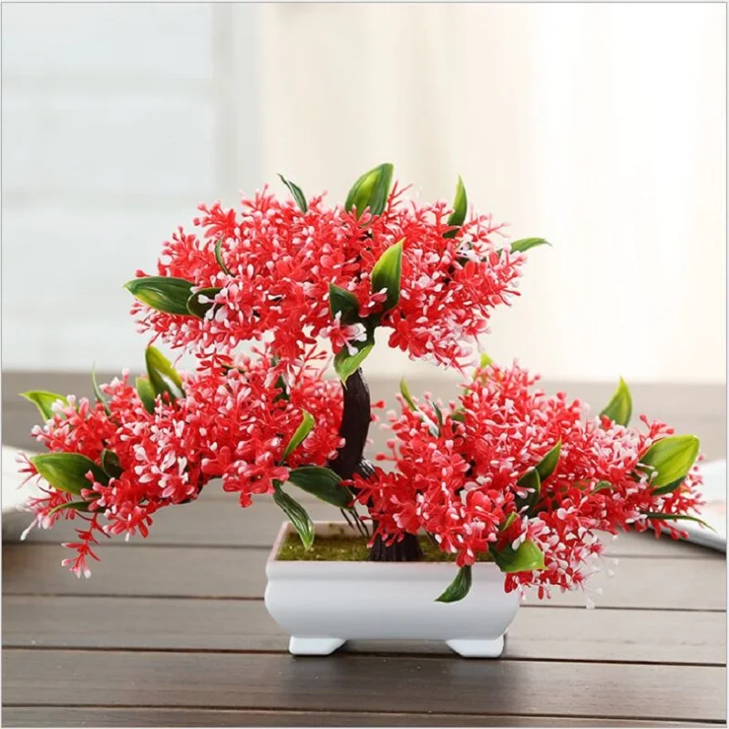 

Home decoration artificial plant small plastic flower pot False flowers and green plants potted wine cabinet bookcase
