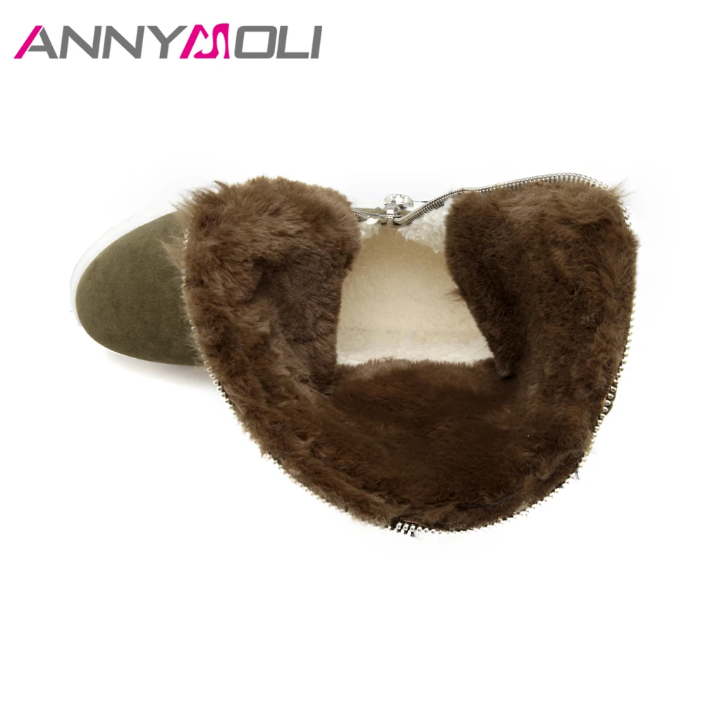 Зимние сапоги ANNYMOLI женские меховые зимние на платформе до середины икры среднем