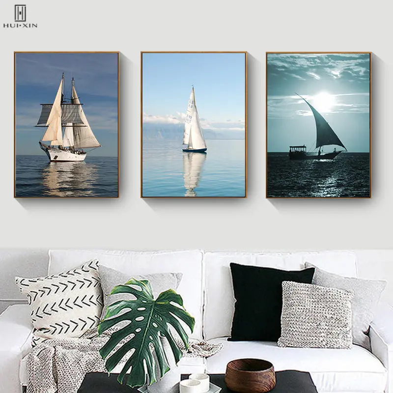 

Gorgeous Seascape Ocean Rising Sun Yachts Decorative Canvas Poster And Painting Unframed Wall Art Print For Home Room Decor