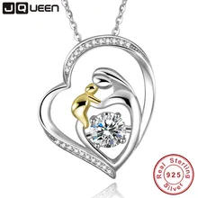 Jqueen 925 madre mamá del amor de la joyería 18 k chapado en oro asimiento bebé familia corazón colgante de collar de cadena