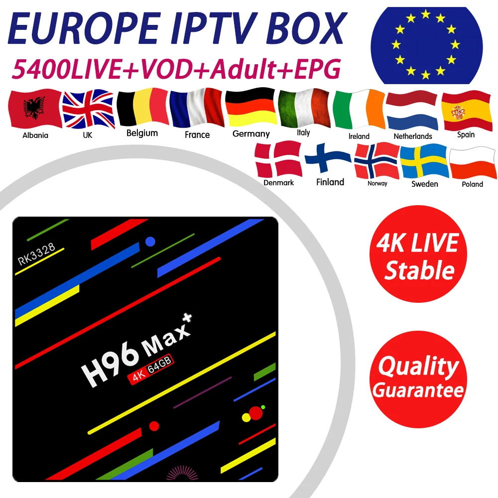 H96MAX+ Android tv box 8,1 32G rom Поддержка 4K smart tv box 1 год Швеция Франция, Италия Германия Великобритания XXX IP tv подписка