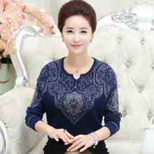 Новинка, осенний и зимний шерстяной кашемировый Модный женский вязаный свитер, теплый джемпер для мамы среднего возраста, свитер