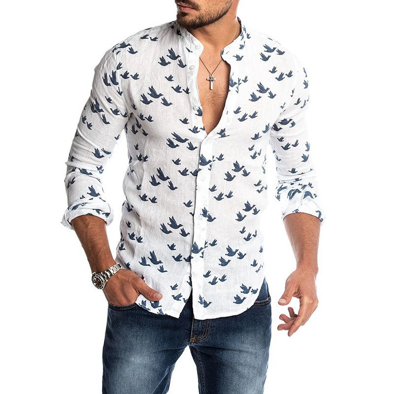 SportsX Men Ethnic Style Printing Tailored Fit Long Sleeve Premium Shirts 