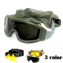 Страйкбол очки тактические Wargame Спорт на открытом воздухе Тактические походные очки 3 линзы черный загар зеленый