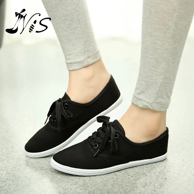 

2016 New Spring Autumn Breathable Lithe Outdoor Exercise Girl Ladies Lace-up Flats Casual Shoes Canvas Candy Sweet Style Shoes
