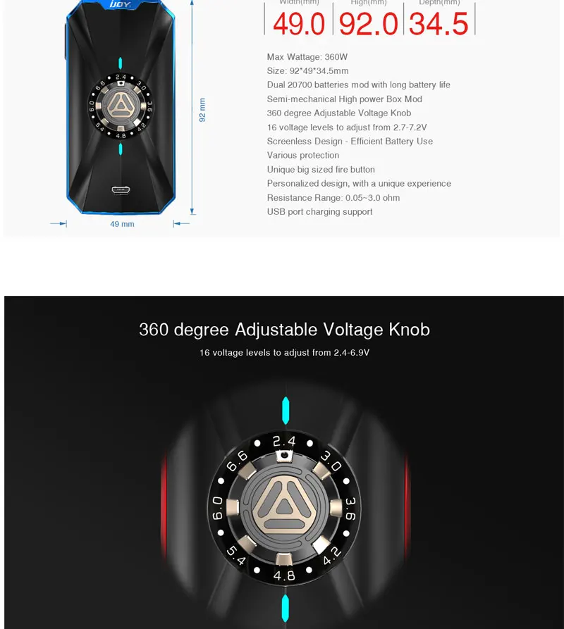 original IJOY ZENITH 3 mod with dual 20700 batteries 360W box mod zenith 3 semi-mechanical box mod vs captain pd270 mod Vape Mod (2)