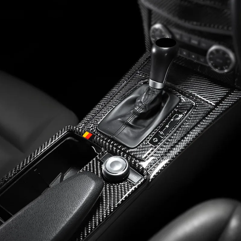 Автомобильная центральная консоль передача отделка для переключения передач отделка наклейки для Mercedes Benz C Class W204 2007-2013 RHD углеродное волокно Стайлинг
