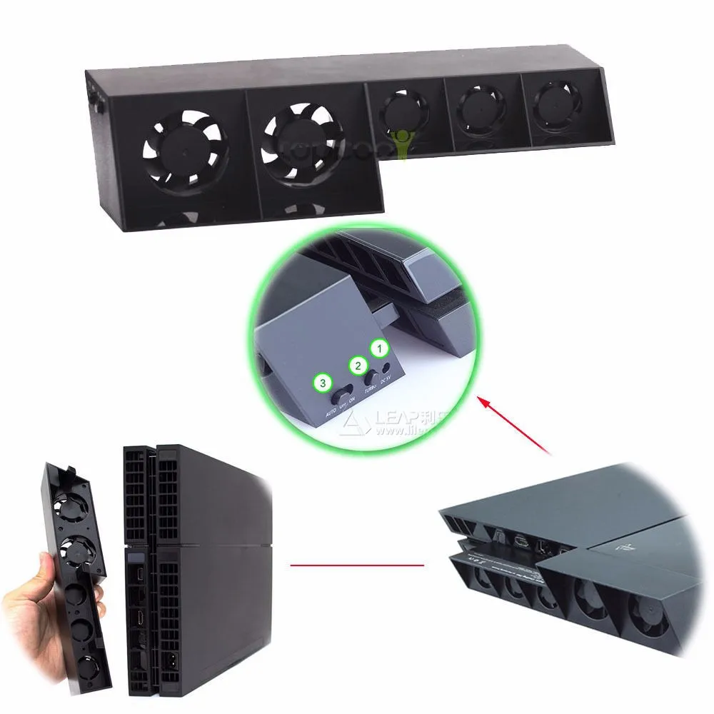 Vertical Controller Charger Dock Stand USB Cooling Super Turbo 5 Fan Cooling for Sony PS4 Playstation 4 Console