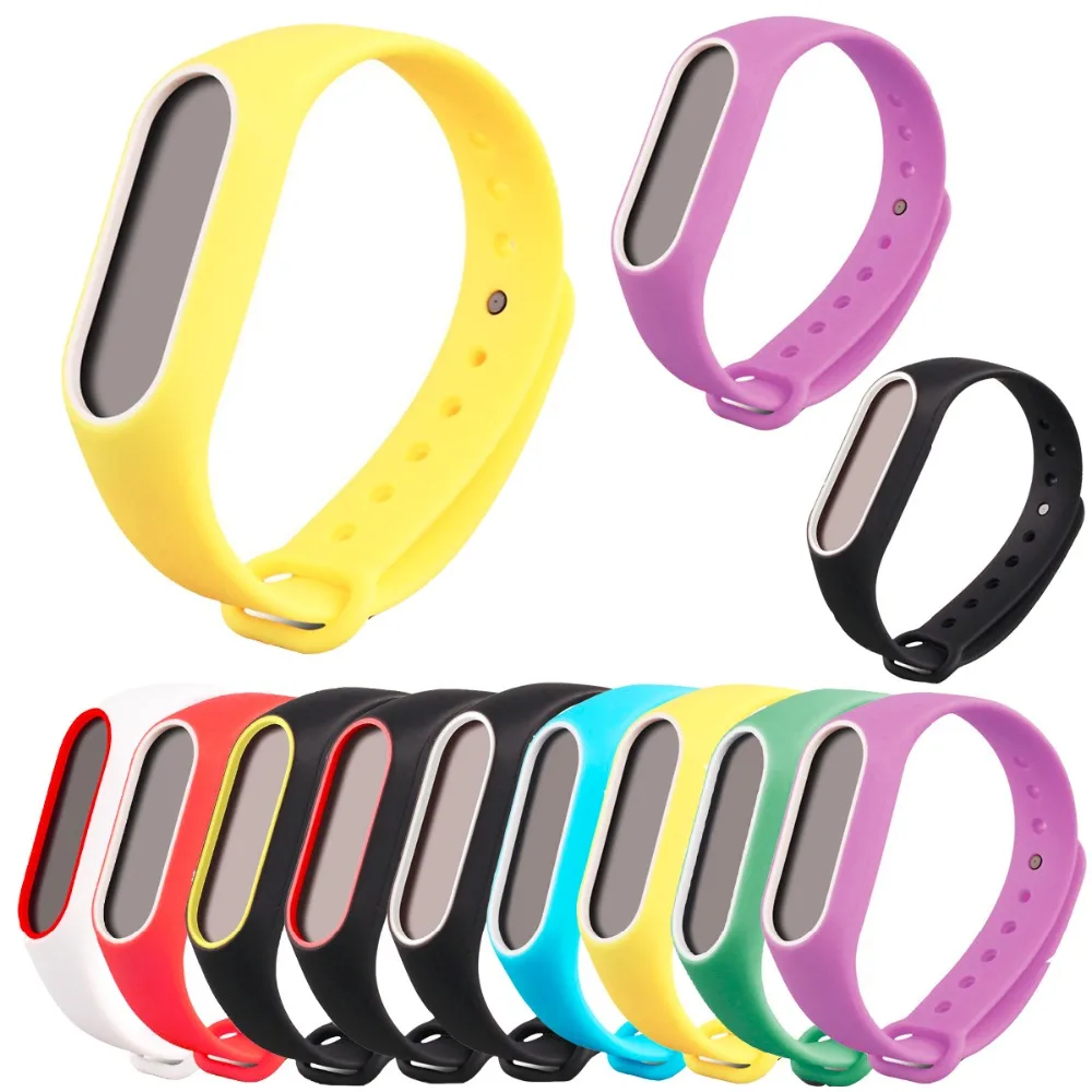 

Replacement Wrist Band Strap with two-color Cover for Millet 2 Smart Bracelet Xiaomi Mi Band 2 Waterproof Cover Silicone strap