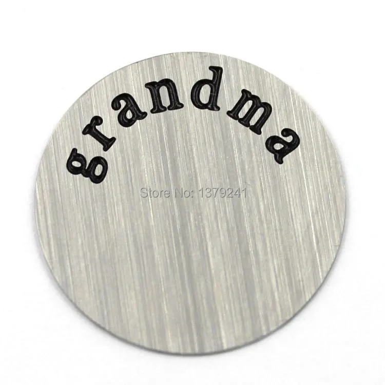 

22MM Stainless Steel Round Engraved Grandma Plate For Memory Glass Locket ,20 pcs/ lot , Free Shipping