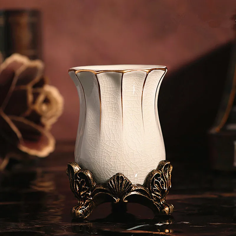 European style classic Bathroom ceramic toothbrush cup,ice crack