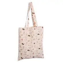 Girl’s Anime Neko Atsume Shoulder Bag Cat Print Animal Pattern Linen Handbag