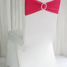 Фуксия лайкра спандекс стул полоса с пластиковой круглой пряжкой, эластичные Председатель Группы для свадебных мероприятий и украшение партии