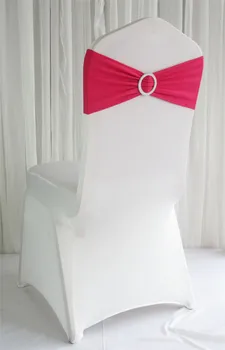 

Fuchsia Lycra spandex Chair Band With plastic Round Buckle ,stretch elastic chair Bands For Wedding Events &Party Decoration