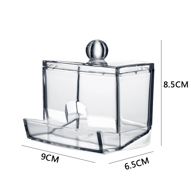 Acrylic Cotton Swab Organizer Box Portable Round Container Storage Case Make up Cotton & Pad Box For Home Hotel Office 6
