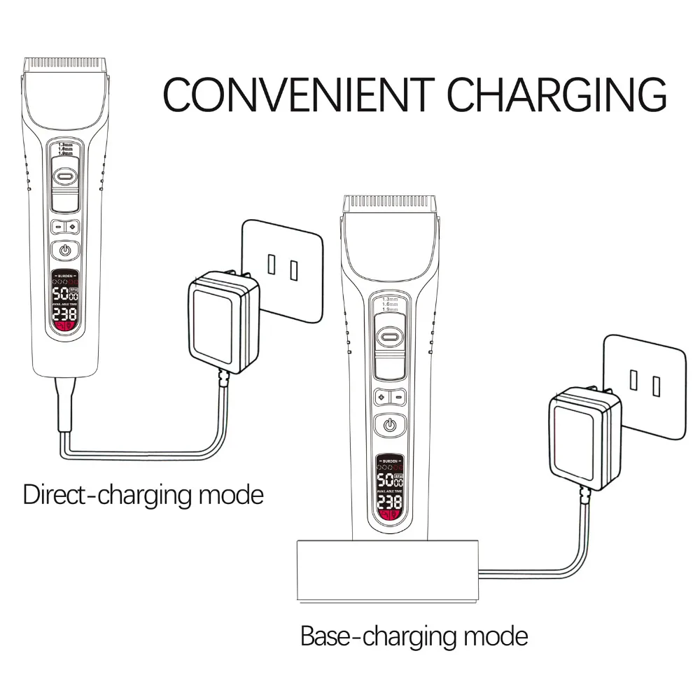 Barber Electric Hair Clipper Rechargeable Hair Trimmer Titanium Ceramic Blade LCD Display Universal voltage 100-240V Clipper (11)