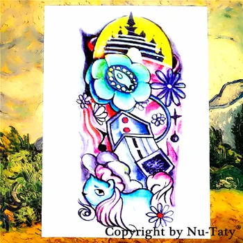 

SHNAPIGN Cute pink bunny Temporary Tattoo Body Art Flash Tattoo Sticker 21*15cm Waterproof Fake Henna Painless Tattoo Sticker