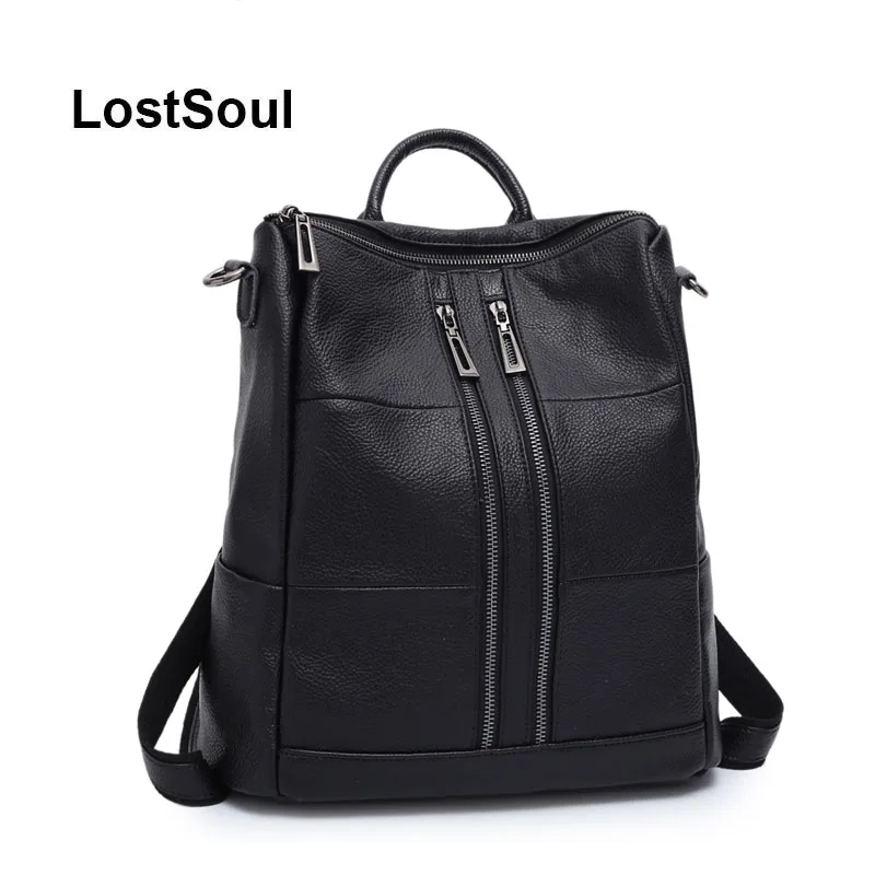 LostSoul рюкзак женский кожаный природных мешок женские школьные сумки для