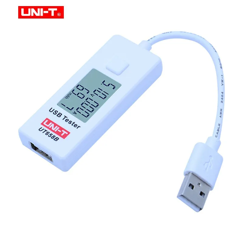 UNI-T UT658 UT658B USB Тестер Вольтметр Амперметр цифровой ЖК-монитор напряжения измеритель тока измеритель емкости 9 в 3 А с подсветкой