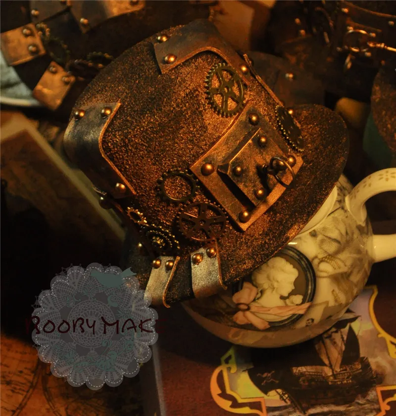 

Vintage Steampunk Victorian Mechanical Iron Sheet Gears Top Hat Fedora Handmade Hair Clip Headwear Gothic Fancy Dress Accessory