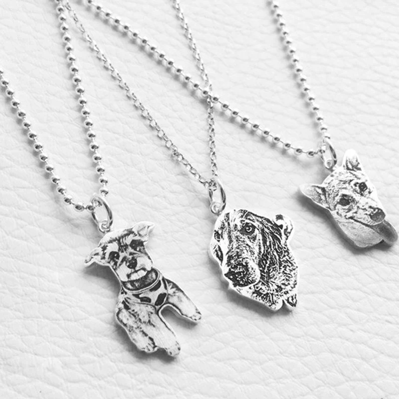 Индивидуальный заказ обеспечить фото кастомизации Драгоценности 925 стерлингового серебра DIY собака ожерелья с кулоном Pet Шарм Серебряное Драгоценное Ожерелье