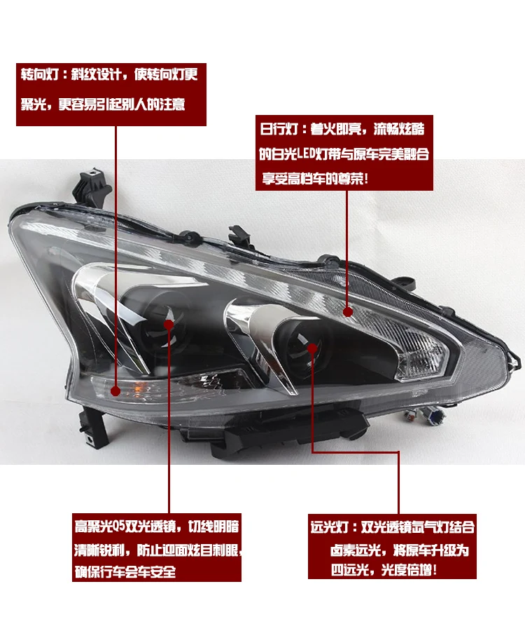 2 шт. автомобильный головной свет для Teana фары 2013~ год Altima titan фары биксеноновые фары Противотуманные фары ангельские глаза авто