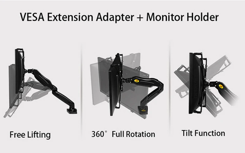 Extension VESA Adapter Fixing Bracket Monitor Holder Support for 17-27 inch No Mounting Hole Monitors LCD Display Mount NB FP-1