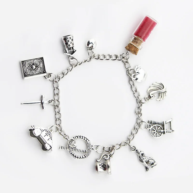 

Once Upon A Time Themed Charm Bracelet Swan Evil Queen Bottle Red Beads Charms Bracelet Bangle For Fan Movie Jewelry
