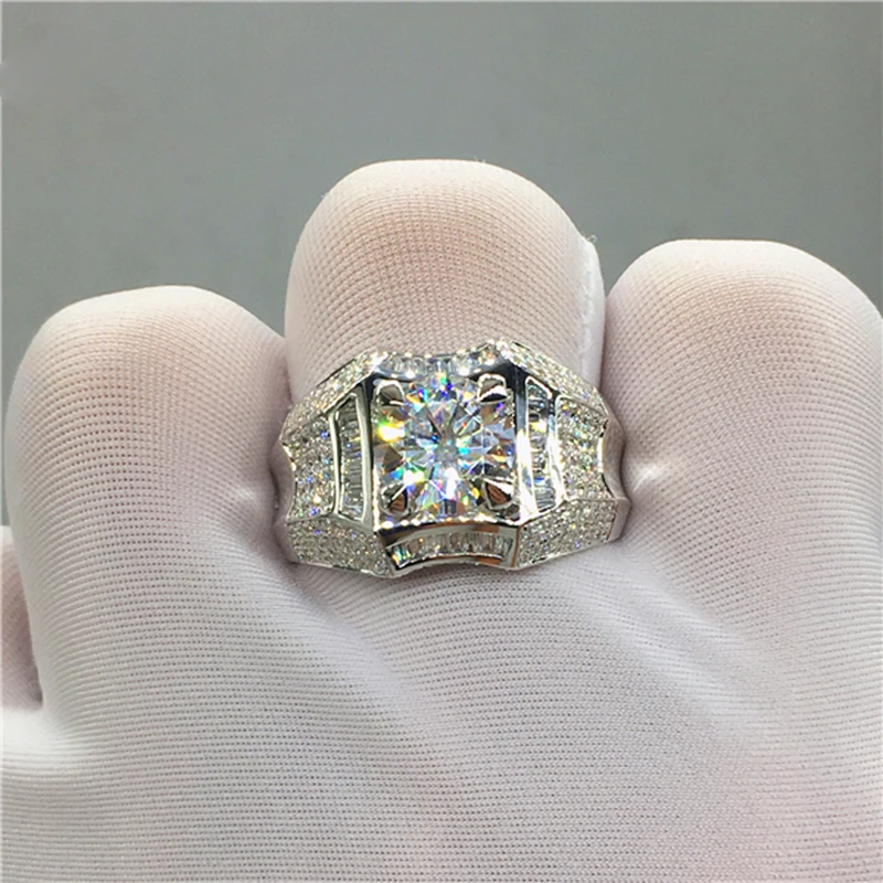 18K 750Au золото Moissanite алмазное мужское кольцо D Цвет VVS с национальным