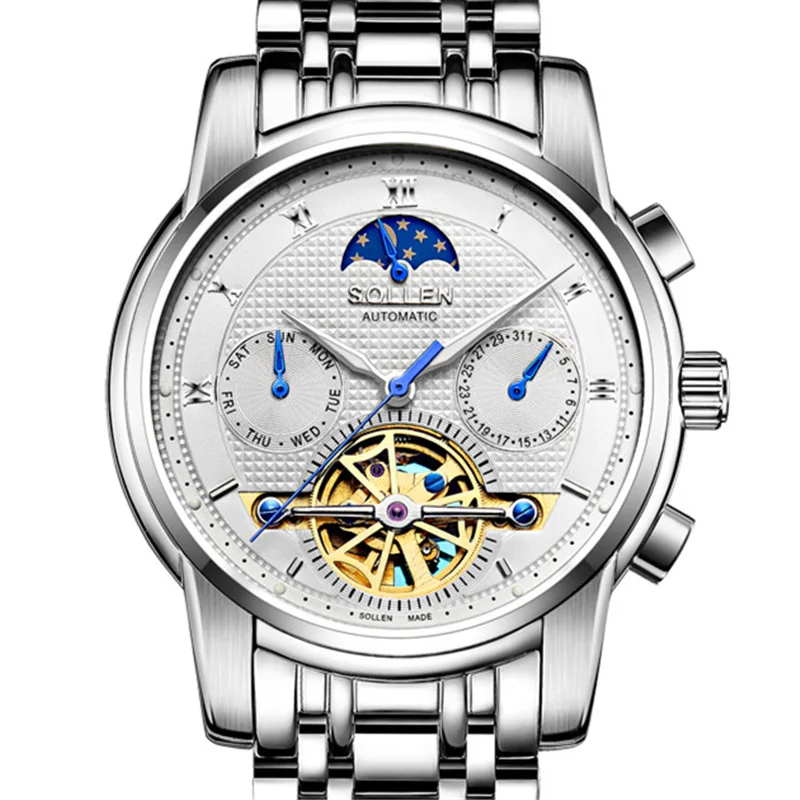 

zegarki meskie Mens High Quality Tourbillon Automatic mechanical Watches Men Brand Luxury Dive 50M full steel watch Man Clcok
