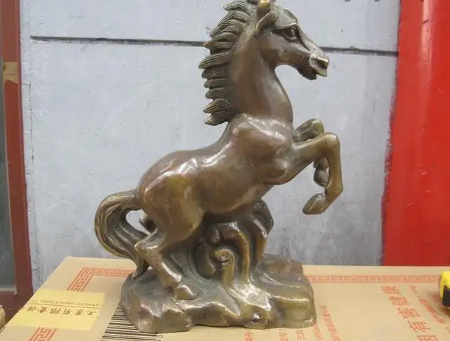 Китайская Народная Фэн-Шуй Медь Бронза Год Зодиака Лошадь Благоприятный Статуя