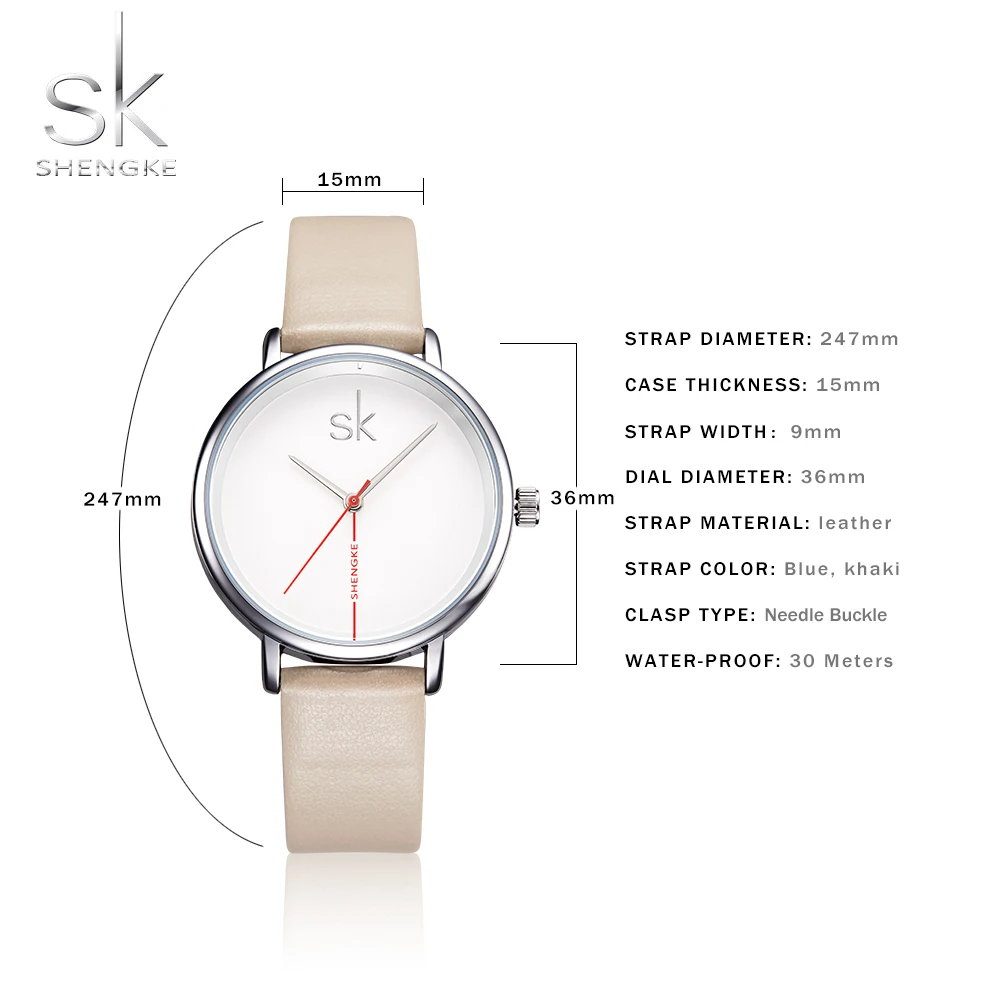 Shengke Brand Women Watches 2017 Creative Leather Watch Fashion Quartz Watch Women Waterproof Montre Femme Reloj Mujer