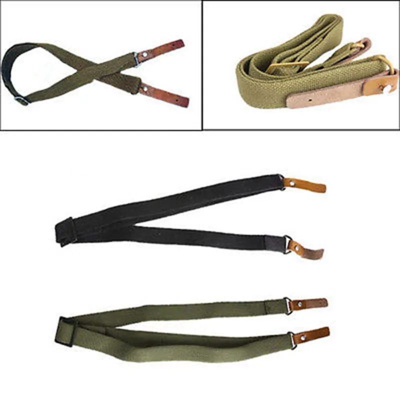 AK 47 AKS 74 Heavy Duty Cotton bing Leather 2 Point Rifle Gun Sling