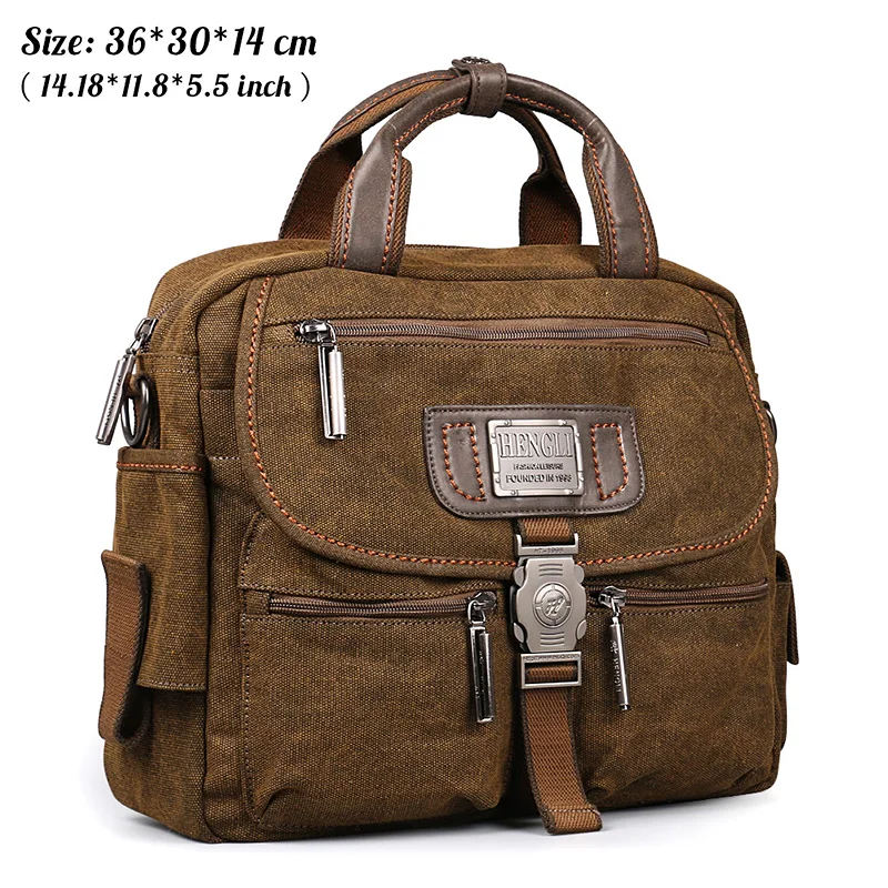 Men Retro Canvas Messenger Bag Multifunction Shoulder Briefcase Leisure Travel Toolkit Vintage Package
