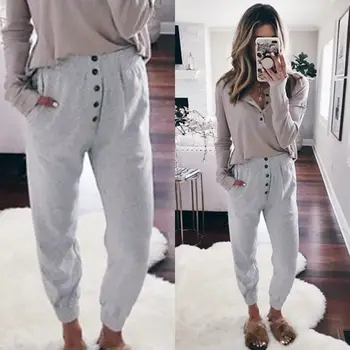 

2018 New Hot Fashion UK Women's Casual Harem Pants Elastic High Waist Cropped Length OL Trousers