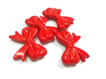 

46x36mm 60pcs/lot Red Acrylic Bow Beads