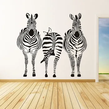 

Three Zebra Wall Stickers Waterproof Art Vinyl Decal for Living Room Home Decor Removable Animal Modern