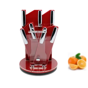 

High Grade Acrylic Knife Holders 360 Degree Free Rotation Kitchen Knife Block Fashion Ceramic Knife Storage Stand Holder