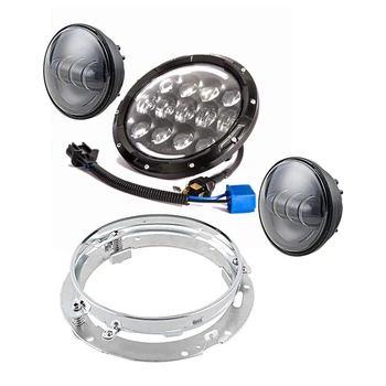 

7" Motorcycle Replacement 105w LED Headlight + 2X 4 1/2" LED Fog Light + Round Mounting Ring