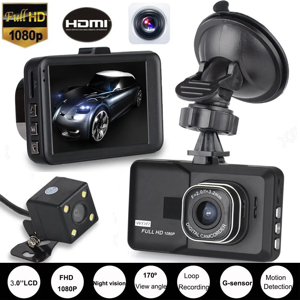 HIPERDEAL 3 0 дюймов HD 1080P двойной объектив камера Автомобильный видеорегистратор