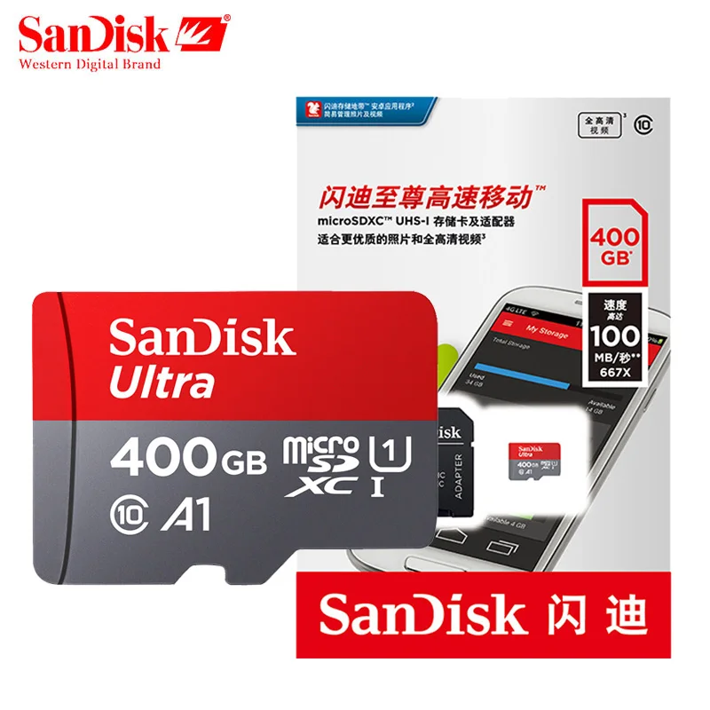 SanDisk UItra A1 Micro SD карта 128 ГБ 100 МБ/с./с 16 ГБ 32 ГБ 64 Гб 256 ГБ 200 ГБ 400 Гб U1 класс 10 карта памяти microsd флэш TF/sd карта