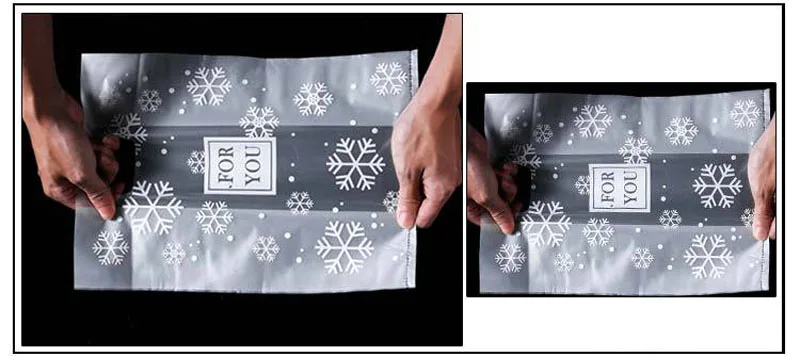 50pcs Snowflake Plastic Gifts Bag For You Wedding Christmas Candy Packaging Bag Plastic Shopping Bag Candy Cake Wrapping Bags