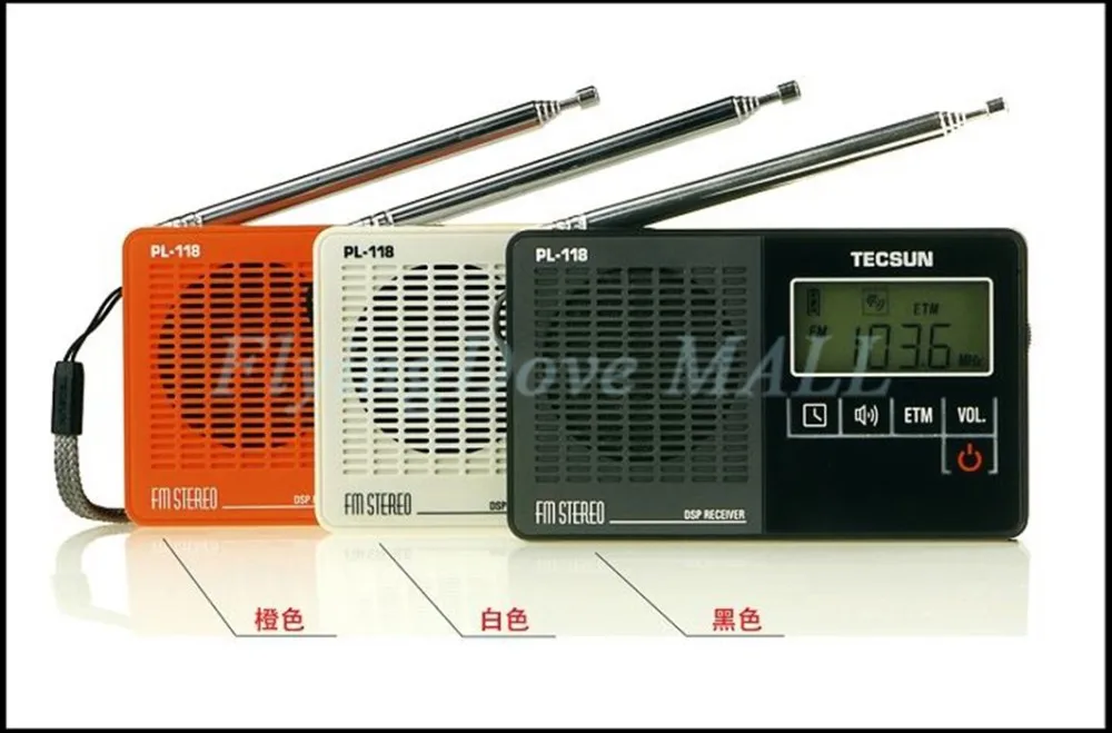 Tecsun PL-118 PL118 радио-часы ультра-легкий Портативный карманный мини цифровое радио, PLL DSP FM радио диапазона часы с ЭТМ