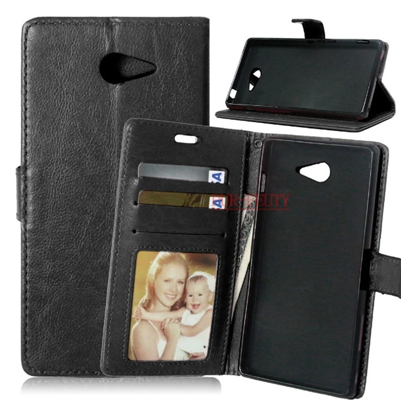 

Black Leather Wallet Flip Case For Coque Sony Xperia M2 Aqua S50H D2302 D2303 Back Cover Case For Sony Xperia M2 Dual D2302 2305