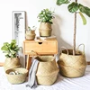 Handmade Bamboo Storage Basket Folding Clthoes Laundry Basket Straw Wicker Rattan Seagrass Belly Garden Flower Pot Plant Basket ► Photo 2/6