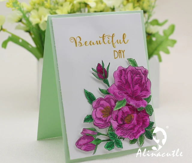 Rose Combination Flower Stamps DIY Scrapbooking Card Album Paper Craft  Rubber Transparent Silicone Stamp Card Making Stamps - AliExpress