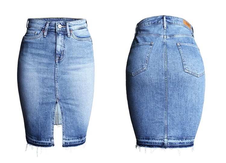 CbuCyi Весенняя женская одежда эластичная джинсовая юбка отбеленная Империя Повседневная тонкая хлопковая джинсовая юбка женская джинсовая юбка-карандаш