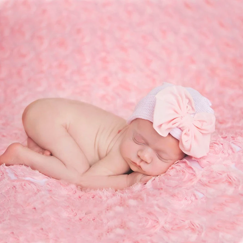 

Newborn Chiffon bow baby hat Solid Color Soft Infant Girls Caps newborn photography props baby accessories