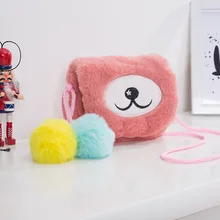Искусственный Мягкий мех мультфильм женский кошелек мини-бумажник сумка через плечо женский маленький мешочек carteira feminina для детского сада девочек